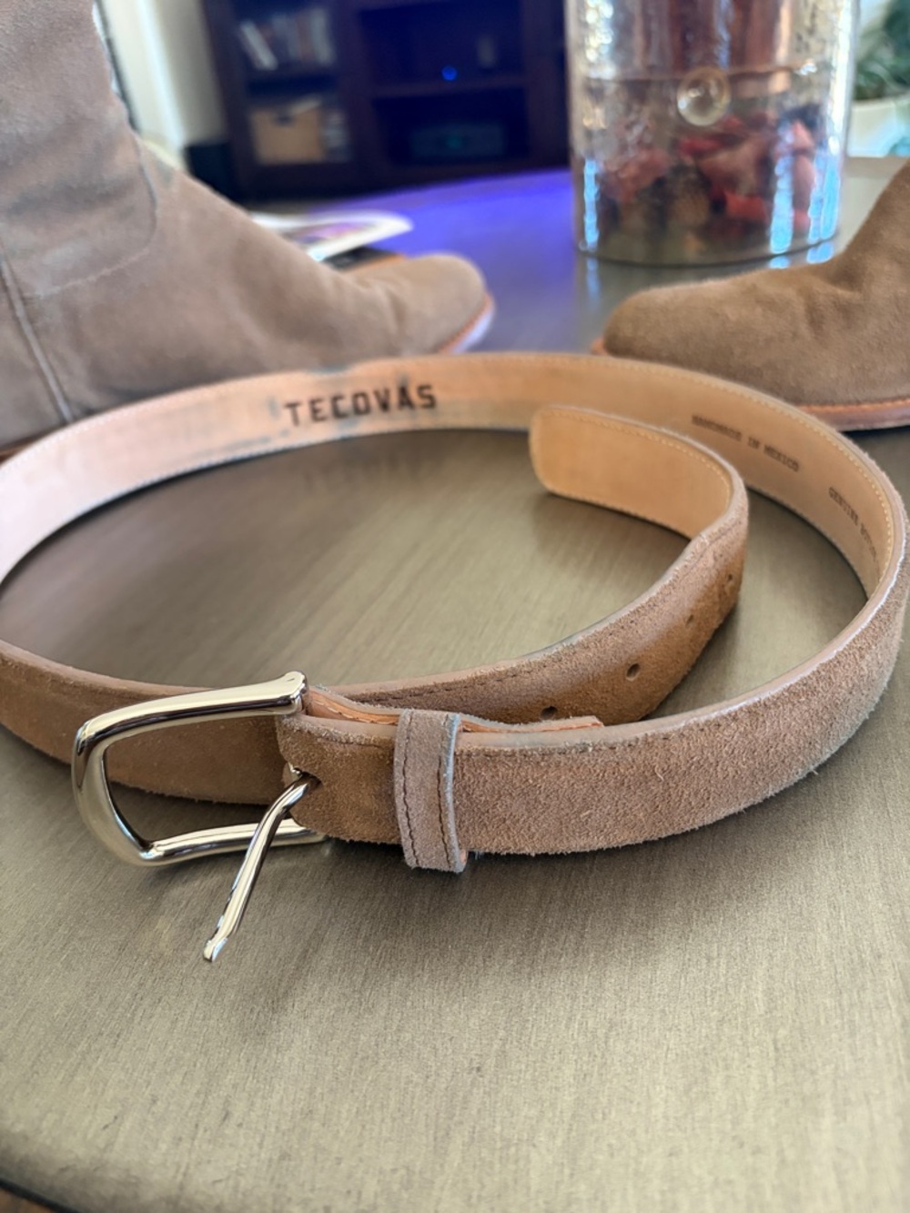 Tecovas "Shane" Suede Roper Boots - Mens 10.5D - Granite w/ matching suede belt - Picture 11 of 13